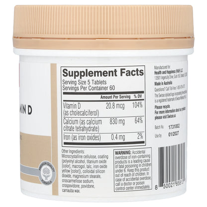 Swisse, Ultiboost®, Calcium + Vitamin D Mini Tabs, 300 Tablets