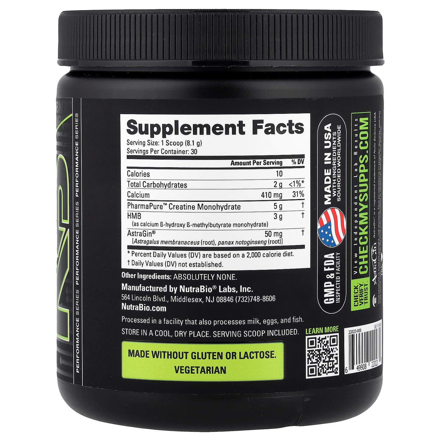 NutraBio, Creatine + HMB, Unflavored, 8.5 oz (243 g)
