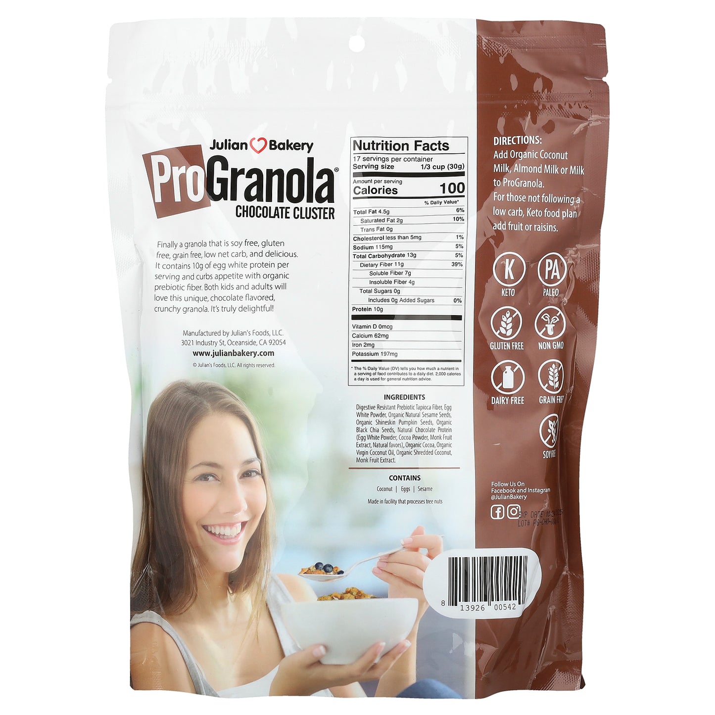 Julian Bakery, ProGranola®, Chocolate Cluster, 18.27 oz (518 g)