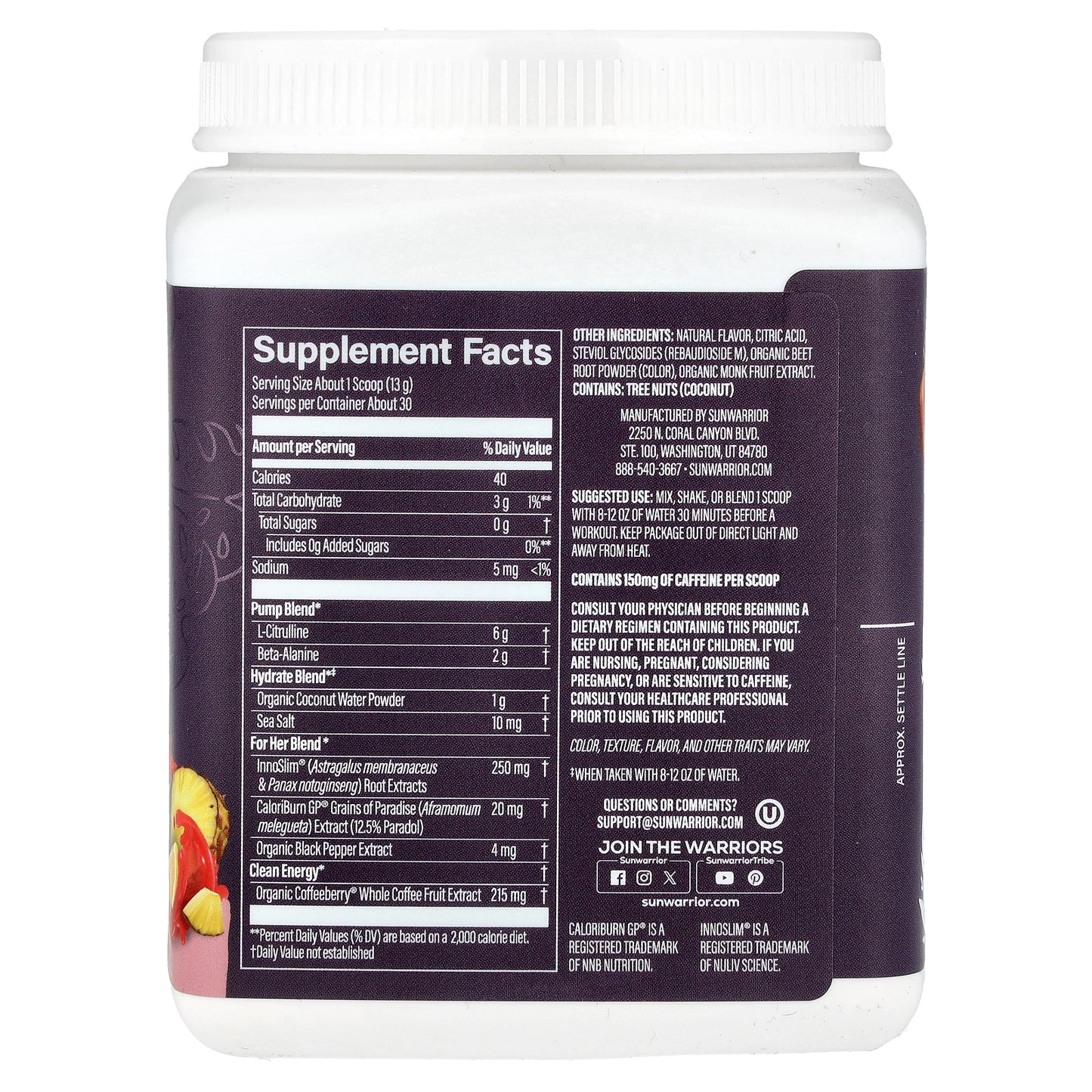 Sunwarrior, Sport, Active Pre-Workout For Her, Hawaiian Vibes, 13.4 oz (380 g)