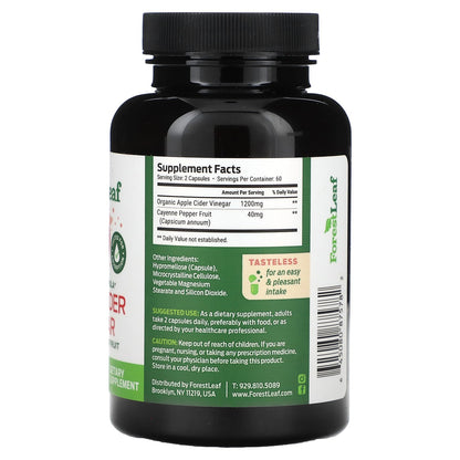 Forest Leaf, Apple Cider Vinegar + Cayenne Pepper Fruit, 120 Vegetable Capsules