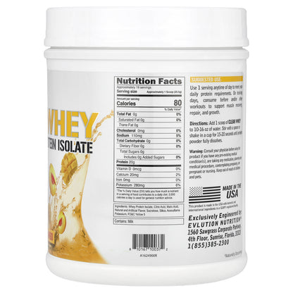 EVLution Nutrition, Clear Whey, 100% Whey Protein Isolate, Peach Mango, 1.1 lb (500 g)