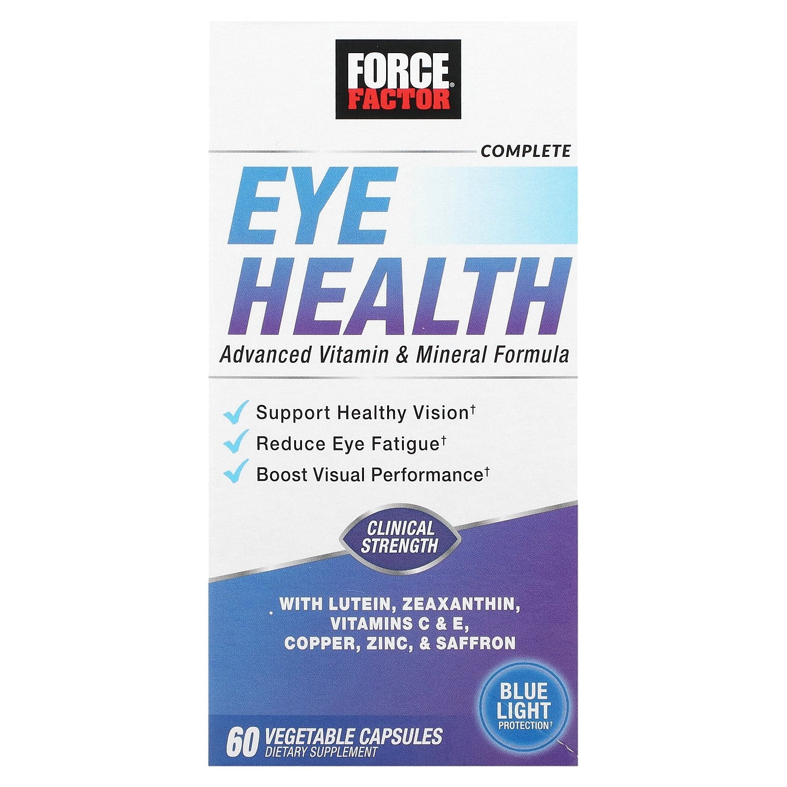 Force Factor, Complete Eye Health, Advanced Vitamin & Mineral Formula, 60  Vegetable Capsules