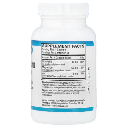 EuroMedica, Magnesium + P5P, 60 Capsules