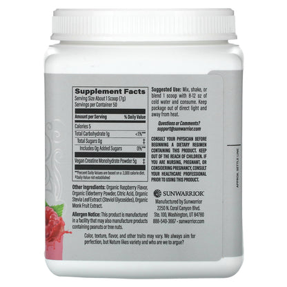Sunwarrior, Sport, Active Creatine Monohydrate, Raspberry, 12.34 oz (350 g)