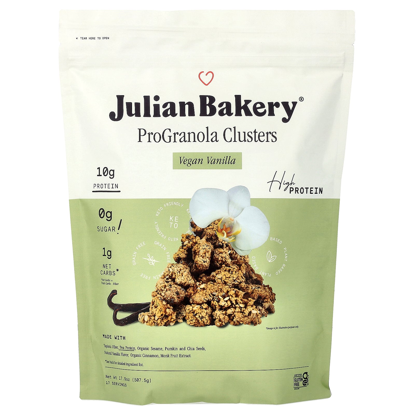 Julian Bakery, ProGranola Clusters, Vegan Vanilla, 17.9 oz (507.5 g)