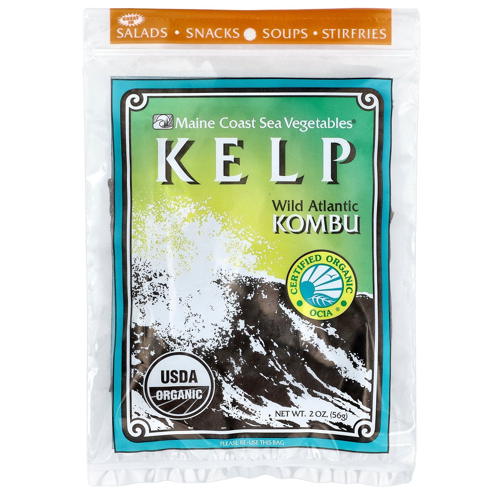 Maine Coast Sea Vegetables, Kelp, Wild Atlantic Kombu, 2 oz (56 g)