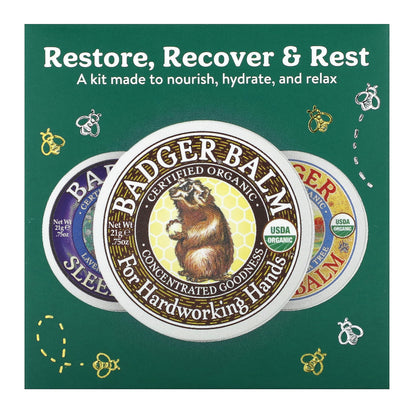 Badger, Restore, Recover & Rest Balm Trio, 3 Piece Kit, .75 oz (21 g) Each