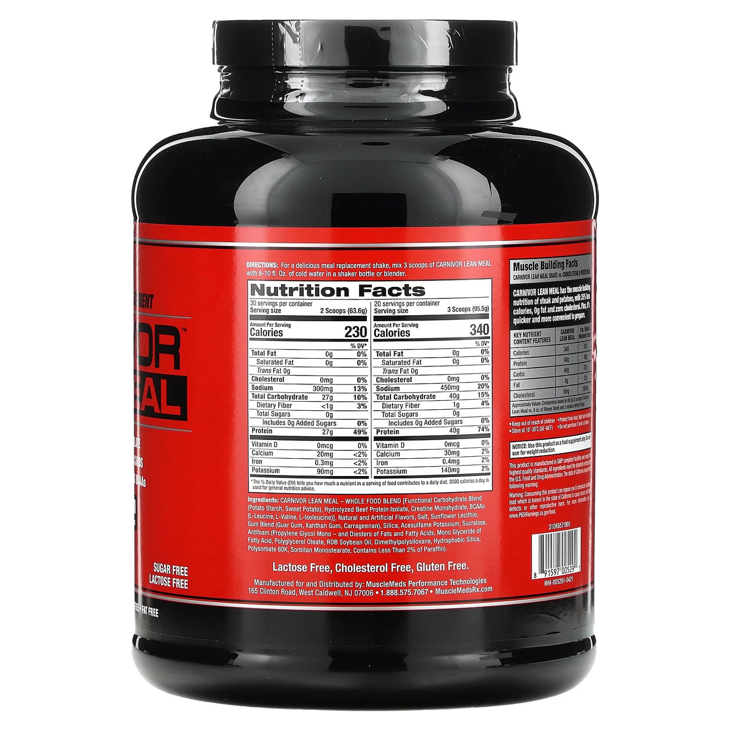 MuscleMeds, Carnivor Lean Meal, Vanilla Cream, 4.21 lbs (1,910 g)