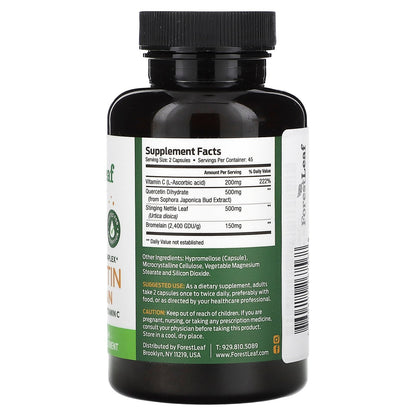 Forest Leaf, Quercetin Bromelain + Stinging Nettle & Vitamin C, 90 Vegetable Capsules