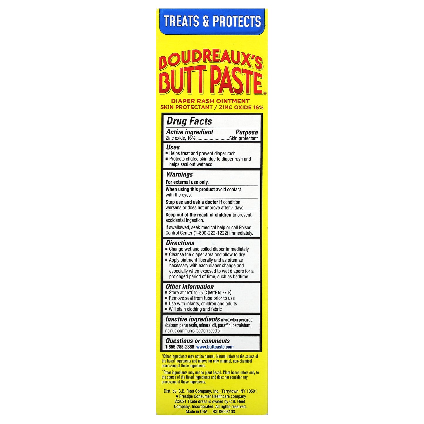 Boudreaux's Butt Paste, Diaper Rash Ointment, Original, 4 oz (113 g)