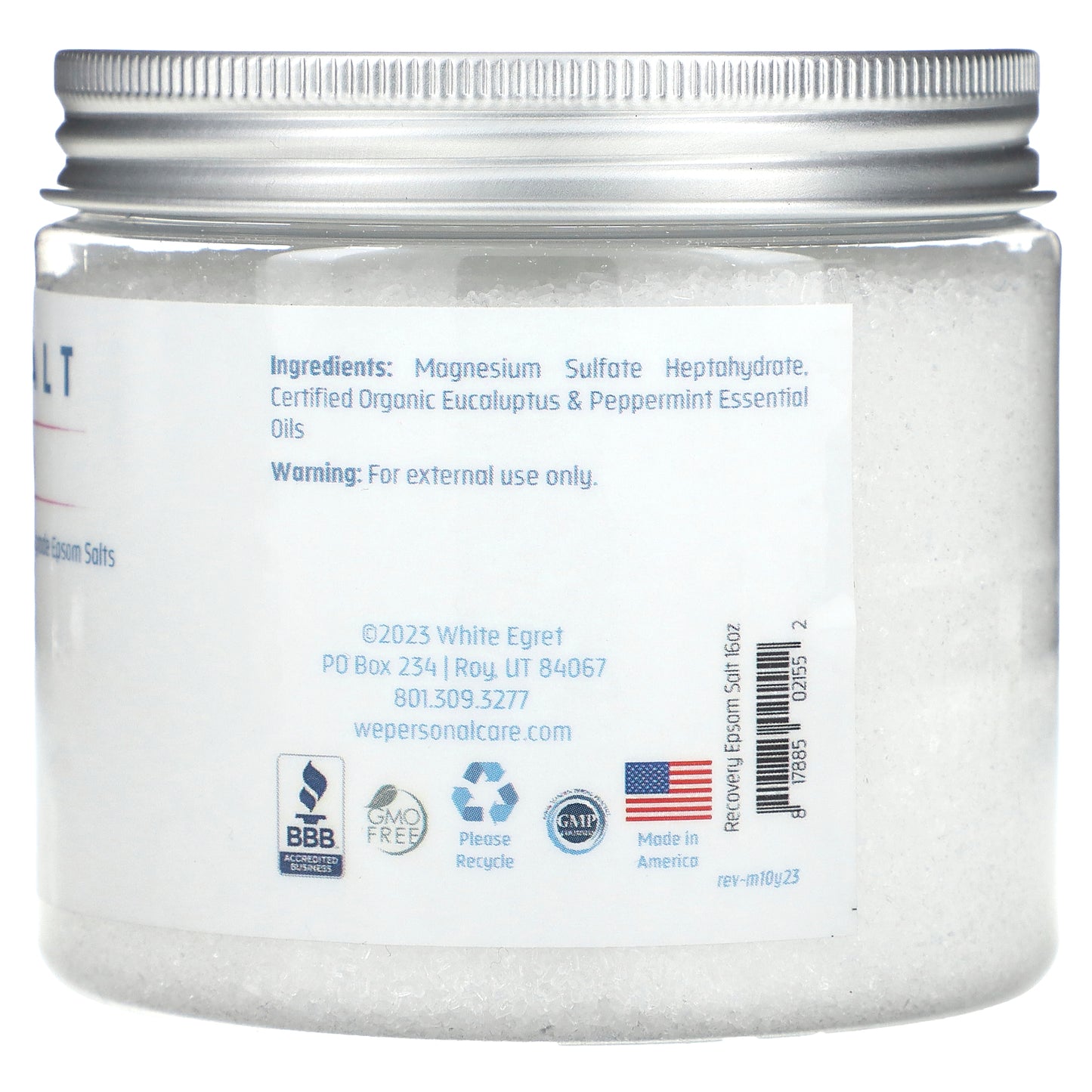 White Egret, Epsom Salt, Recovery, Eucalyptus & Peppermint, 16 oz (454 g)