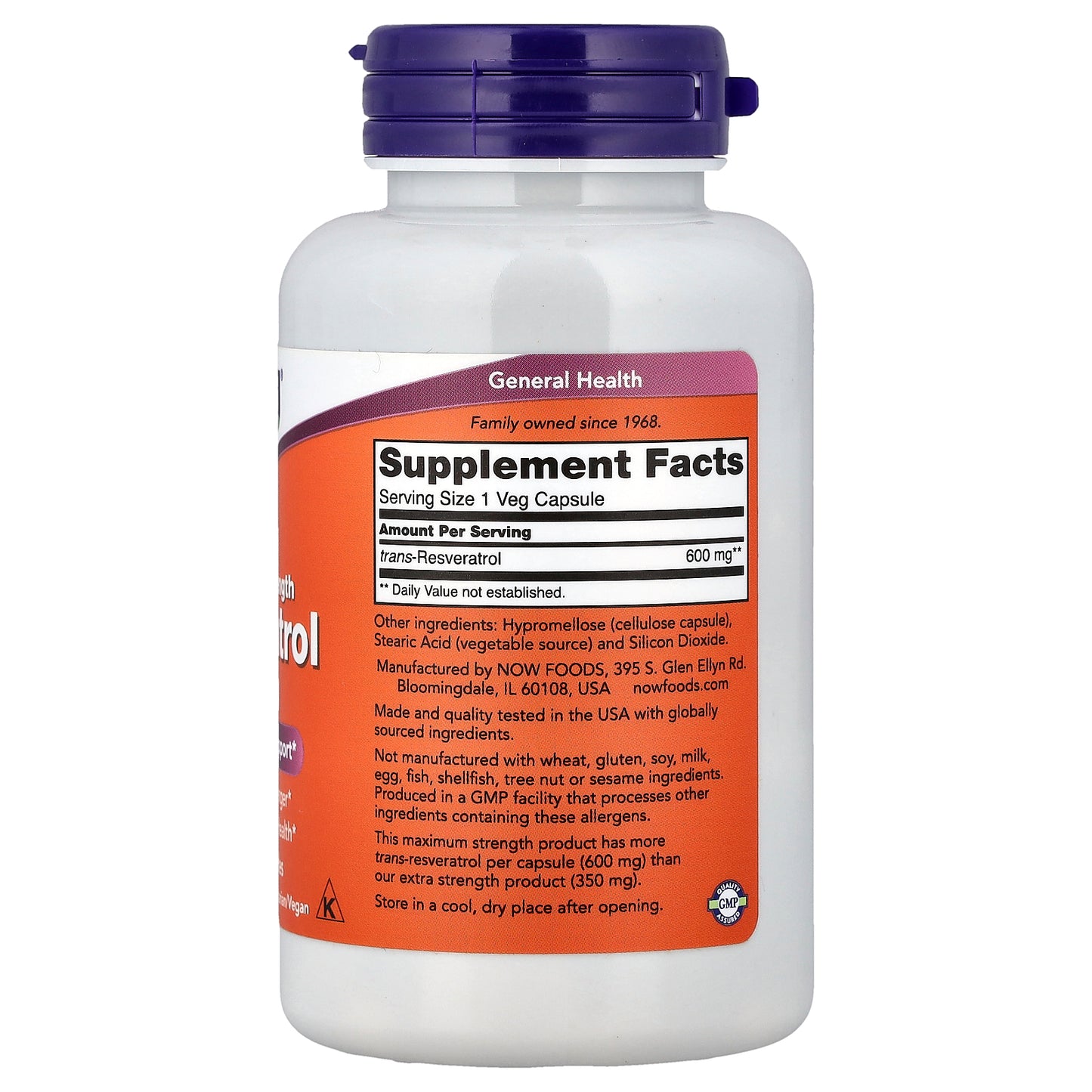 NOW Foods, Resveratrol, 600 mg, 60 Veg Capsule