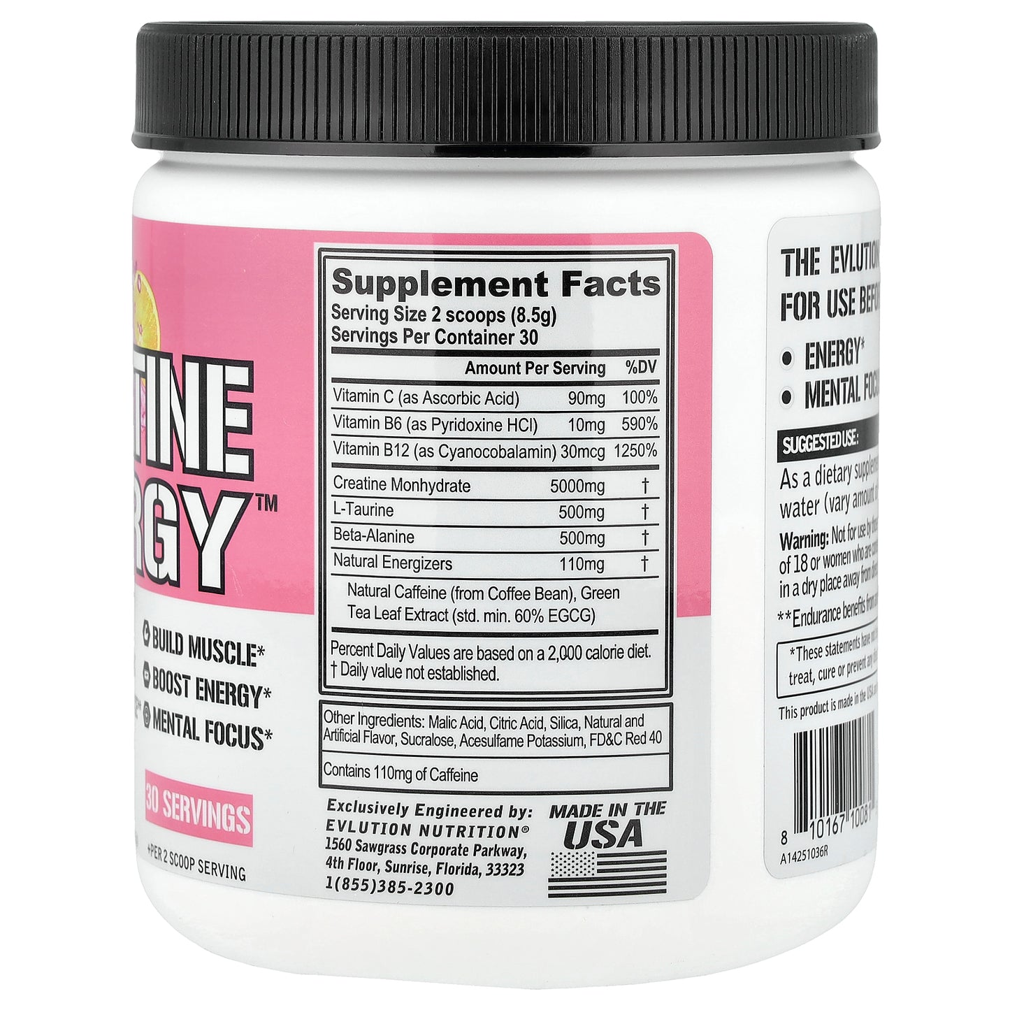 EVLution Nutrition, Creatine Energy™, Pink Lemonade, 9 oz (225 g)