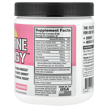 EVLution Nutrition, Creatine Energy™, Pink Lemonade, 9 oz (225 g)