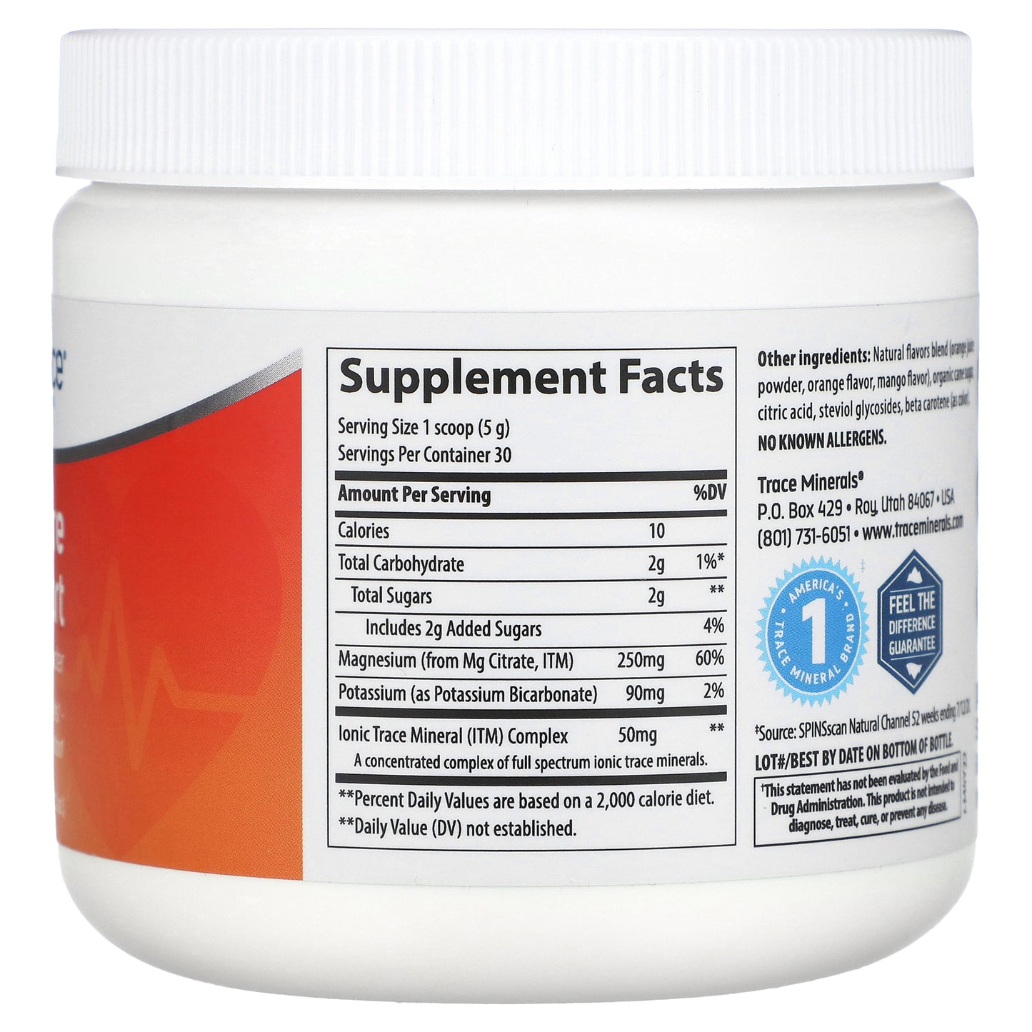 Trace, Blood Pressure Support Magnesium Powder, Orange Mango, 5.3 oz (150 g)