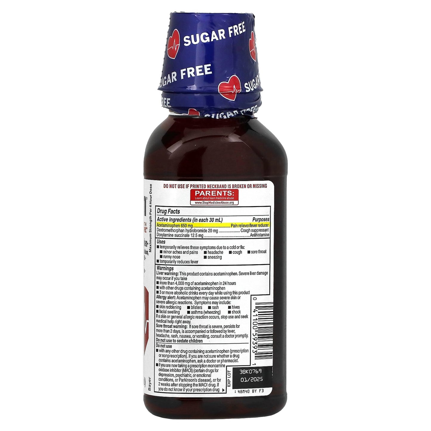 Coricidin HBP, Cold & Flu, Night, Maximum Strength, Cherry, 12 fl oz (355 ml)