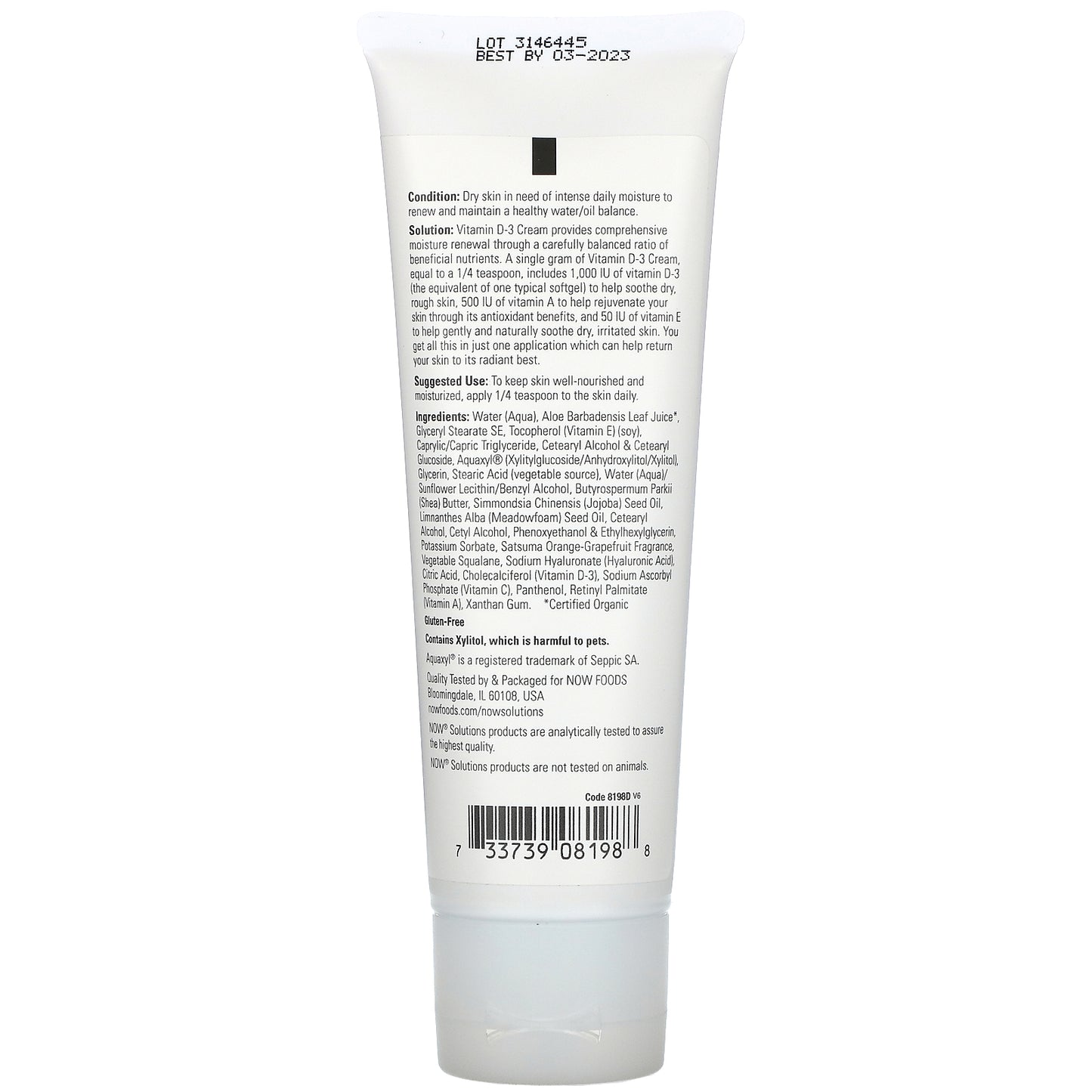 NOW Foods, Vitamin D-3 Cream, 4 fl oz (118 ml)