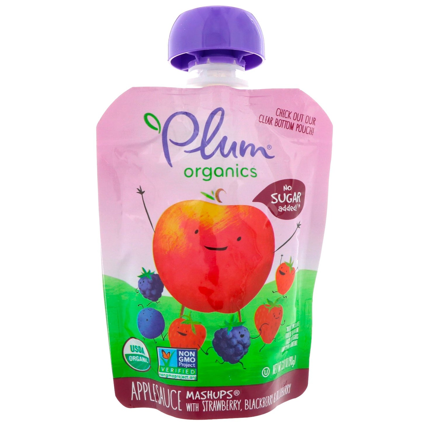 Plum Organics, Applesauce Mashups, Strawberry, Blackberry & Blueberry, 4 Pouches, 3.17 oz (90 g) Each