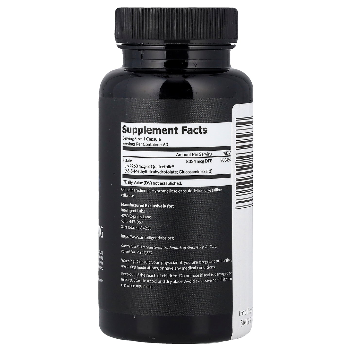 Intelligent Labs, 5-MTHF, 5 mg, 60 Vegetarian Capsules