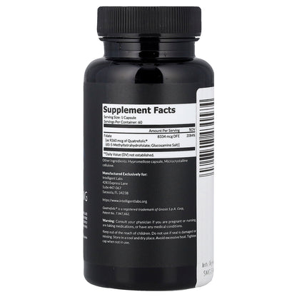 Intelligent Labs, 5-MTHF, 5 mg, 60 Vegetarian Capsules