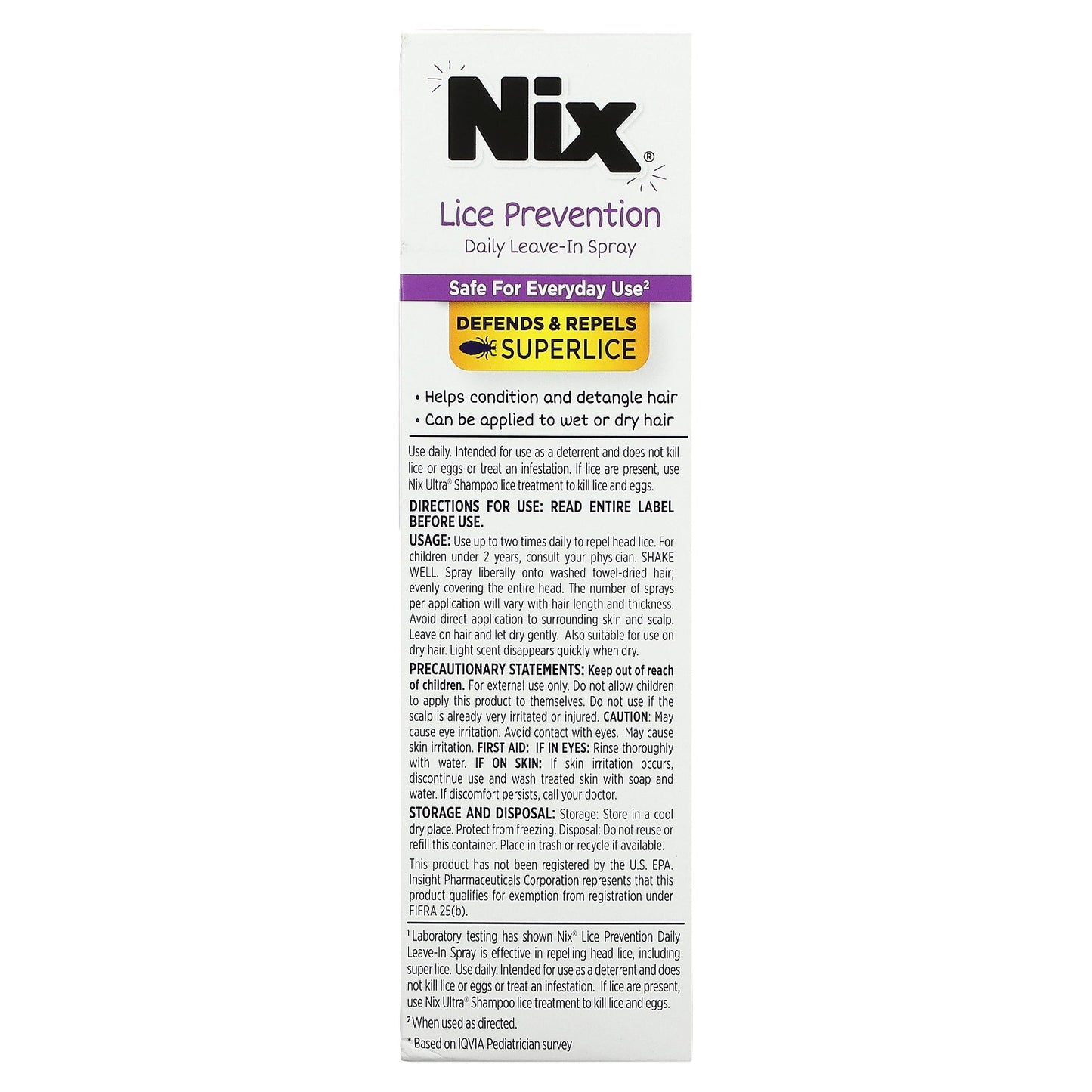 Nix, Lice Prevention, Daily Leave-In Spray, 6 fl oz (177.44 ml)