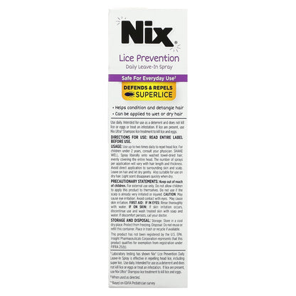 Nix, Lice Prevention, Daily Leave-In Spray, 6 fl oz (177.44 ml)