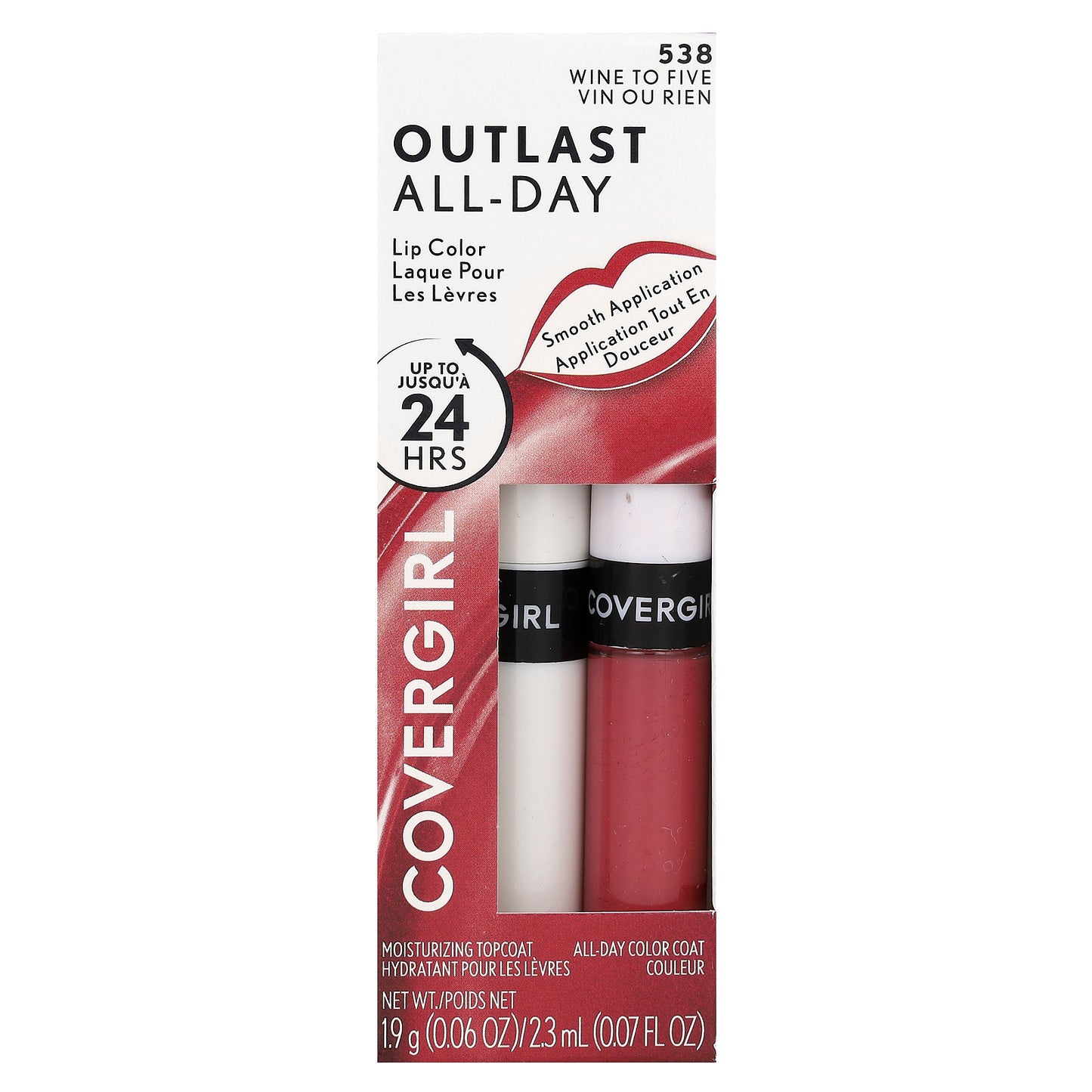 Covergirl, Outlast All-Day, Lip Color, 538 Wine To Five, 2 Piece Set