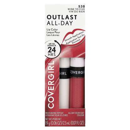 Covergirl, Outlast All-Day, Lip Color, 538 Wine To Five, 2 Piece Set