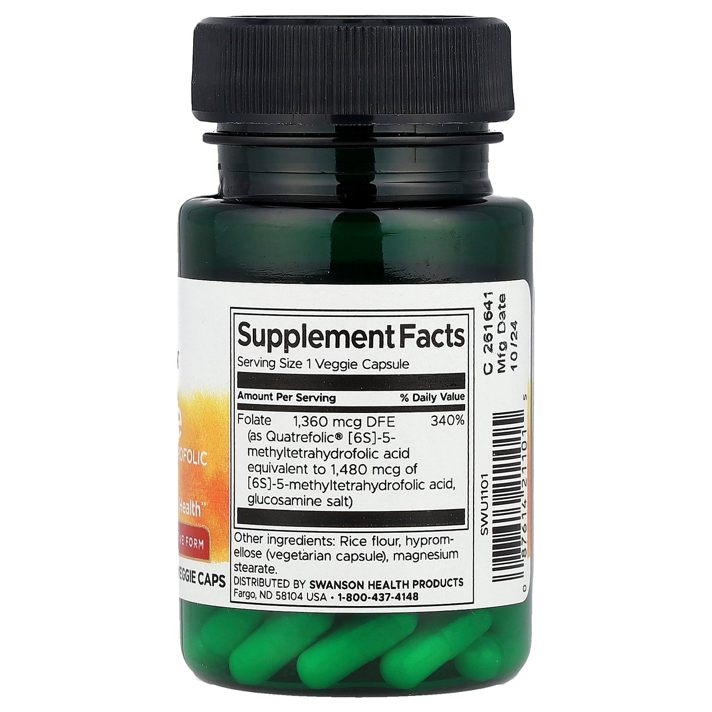 Swanson, Folate, 30 Veggie Caps (1,360 mcg DFE per Cap)