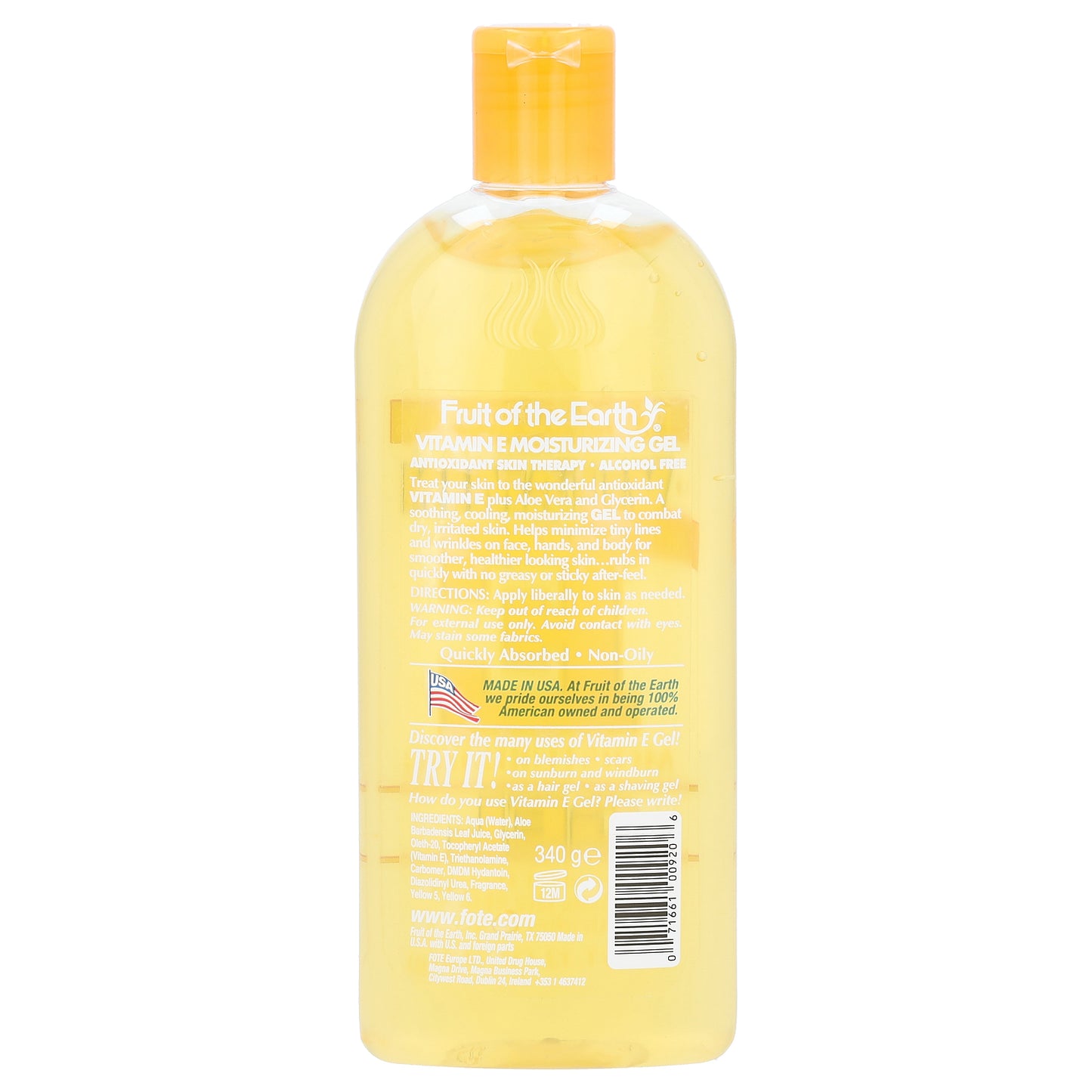 Fruit of the Earth, Vitamin E Moisturizing Gel, 12 oz (340 g)