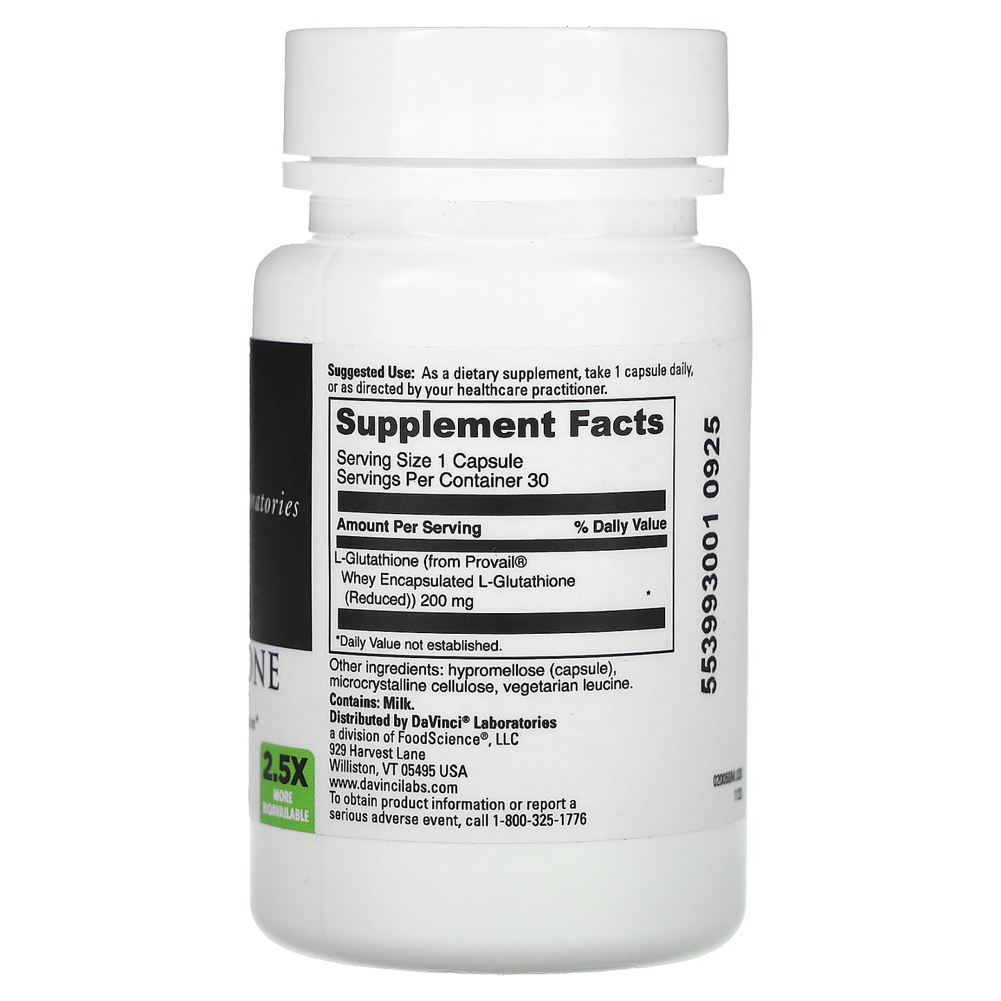 DaVinci Laboratories, Glutathione, 200 mg, 30 Capsules