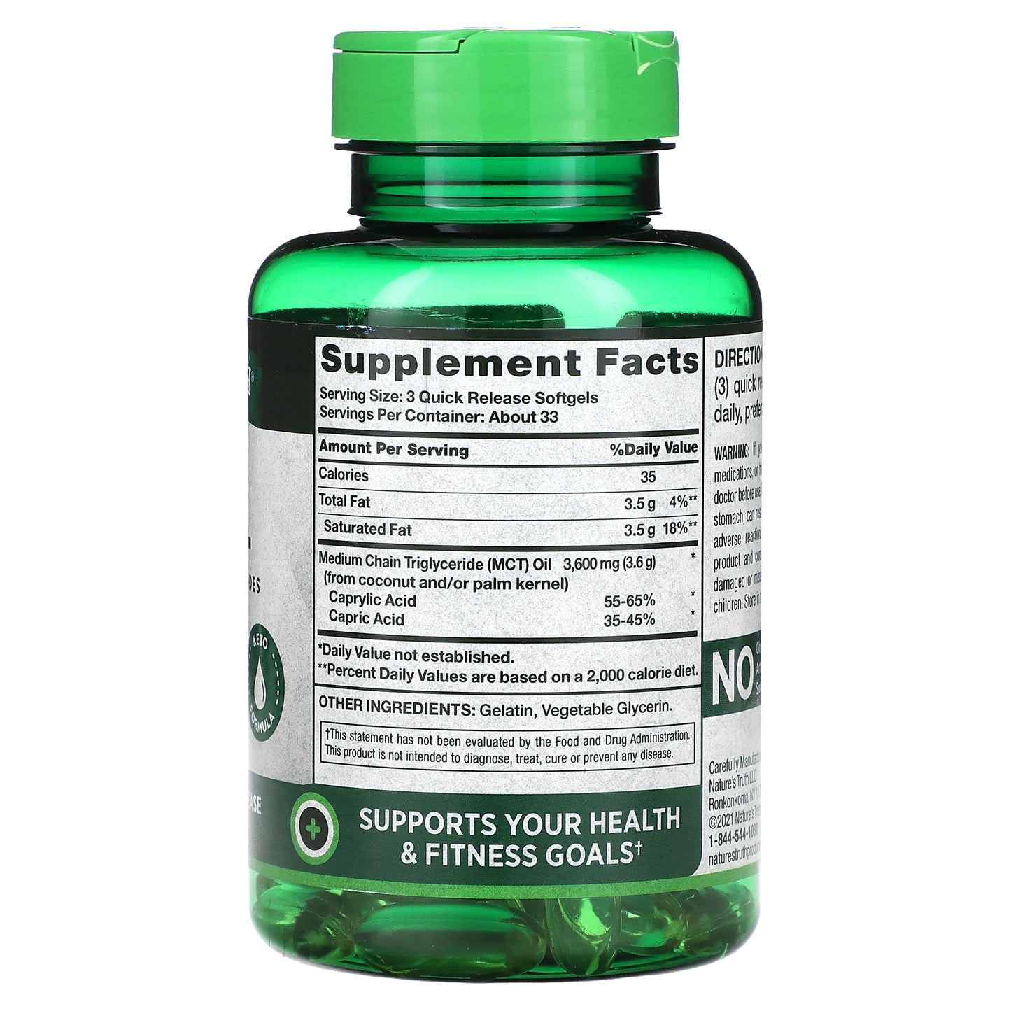 Nature's Truth, Vitamins, MCT Oil, 100 Quick Release Softgels (1,200 mg per Softgel)