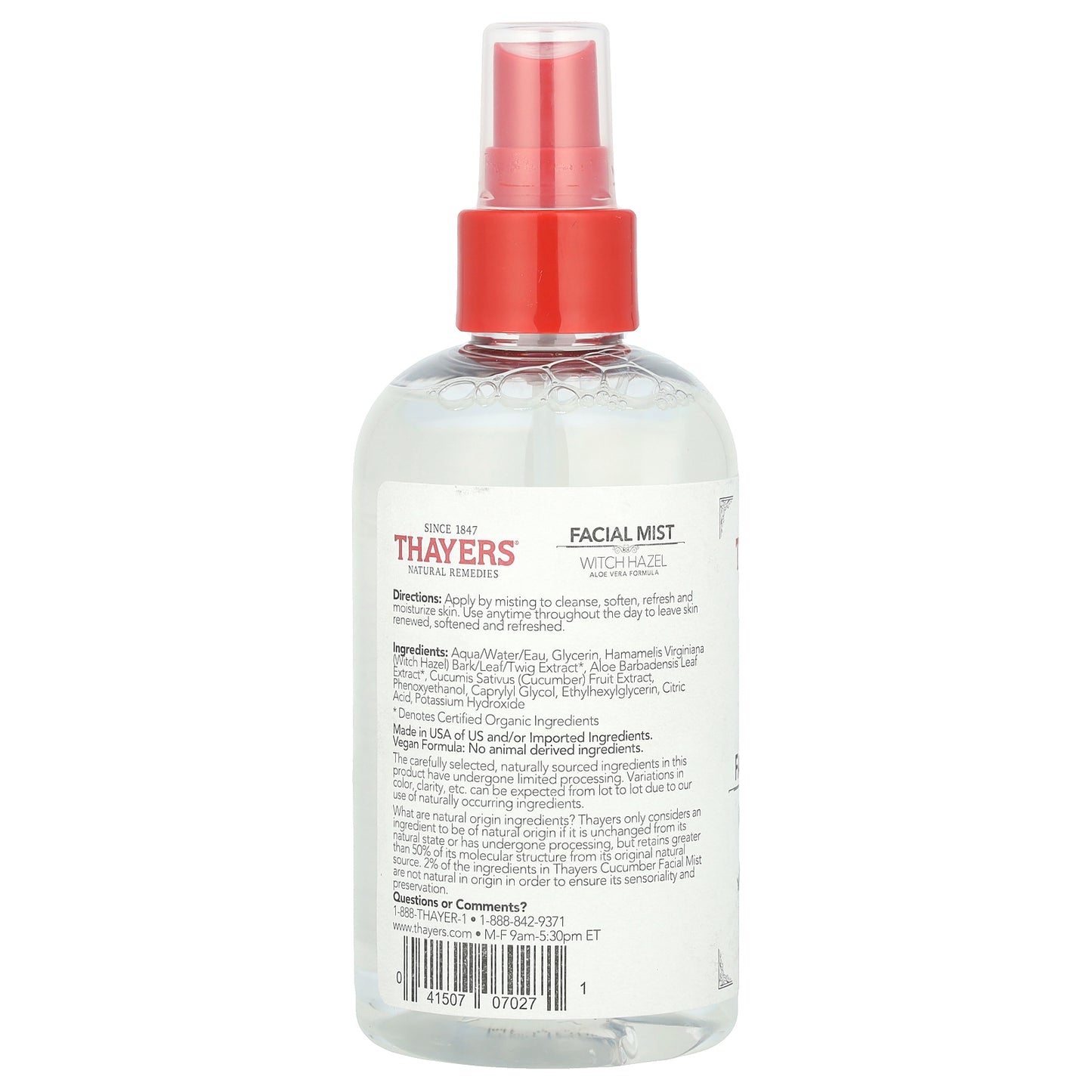 Thayers, Witch Hazel Facial Mist, Alcohol-Free, Cucumber, 8 fl oz (237 ml)