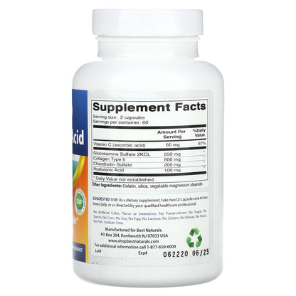 Best Naturals, Hyaluronic Acid with Glucosamine & Chondroitin, 120 Capsules