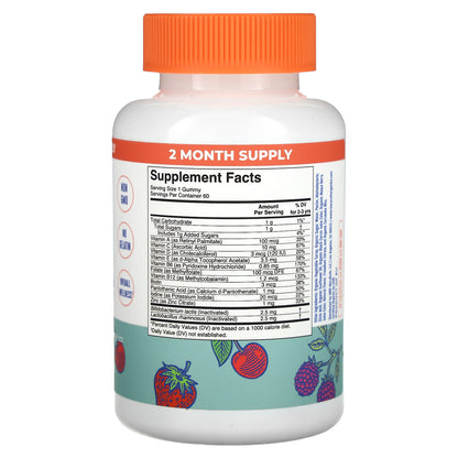 MaryRuth's, Organic Toddler Multivitamin & Postbiotics Gummies, Mixed Berry & Cherry, 60 Gummies