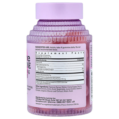 Lemme, Creatine, Body Toning Gummies, Sour Strawberry, 60 Gummies