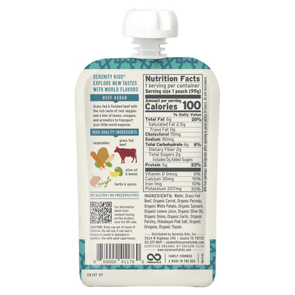 Serenity Kids, Grass Fed Beef Kabab with Carrot, Parsnip, Potato, Spinach, Herbs & Spices, 7+ Months, 3.5 oz (99 g)