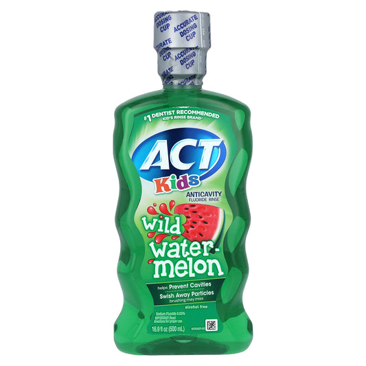 ACT, Kid's, Anticavity Fluoride Rinse, Alcohol Free, Wild Watermelon, 16.9 fl oz (500 ml)