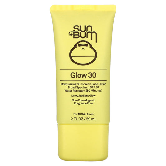 Sun Bum, Glow 30, Moisturizing Sunscreen Face Lotion, SPF 30, Fragrance Free, 2 fl oz (59 ml)