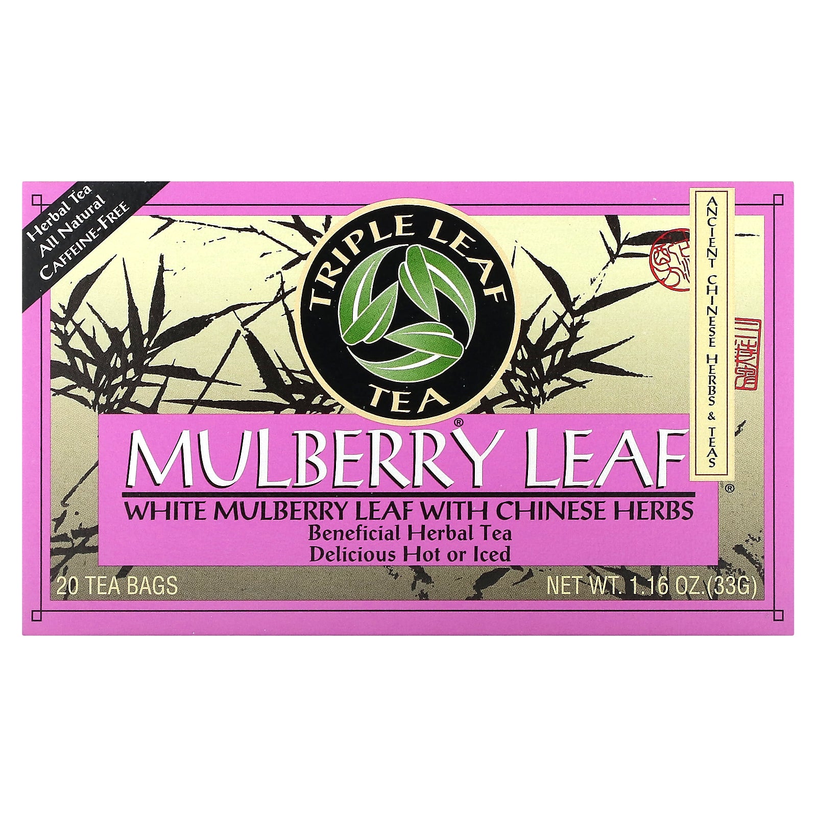 Triple Leaf Tea, Mulberry Leaf Tea, Caffeine-Free, 20 Tea Bags, 1.16 oz (33 g)