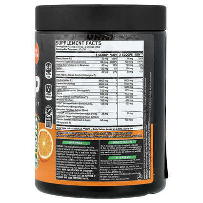 AN Supps, Non-Stim Pump, Pre-Workout, Tang™, Orange, 17.63 oz (500 g)