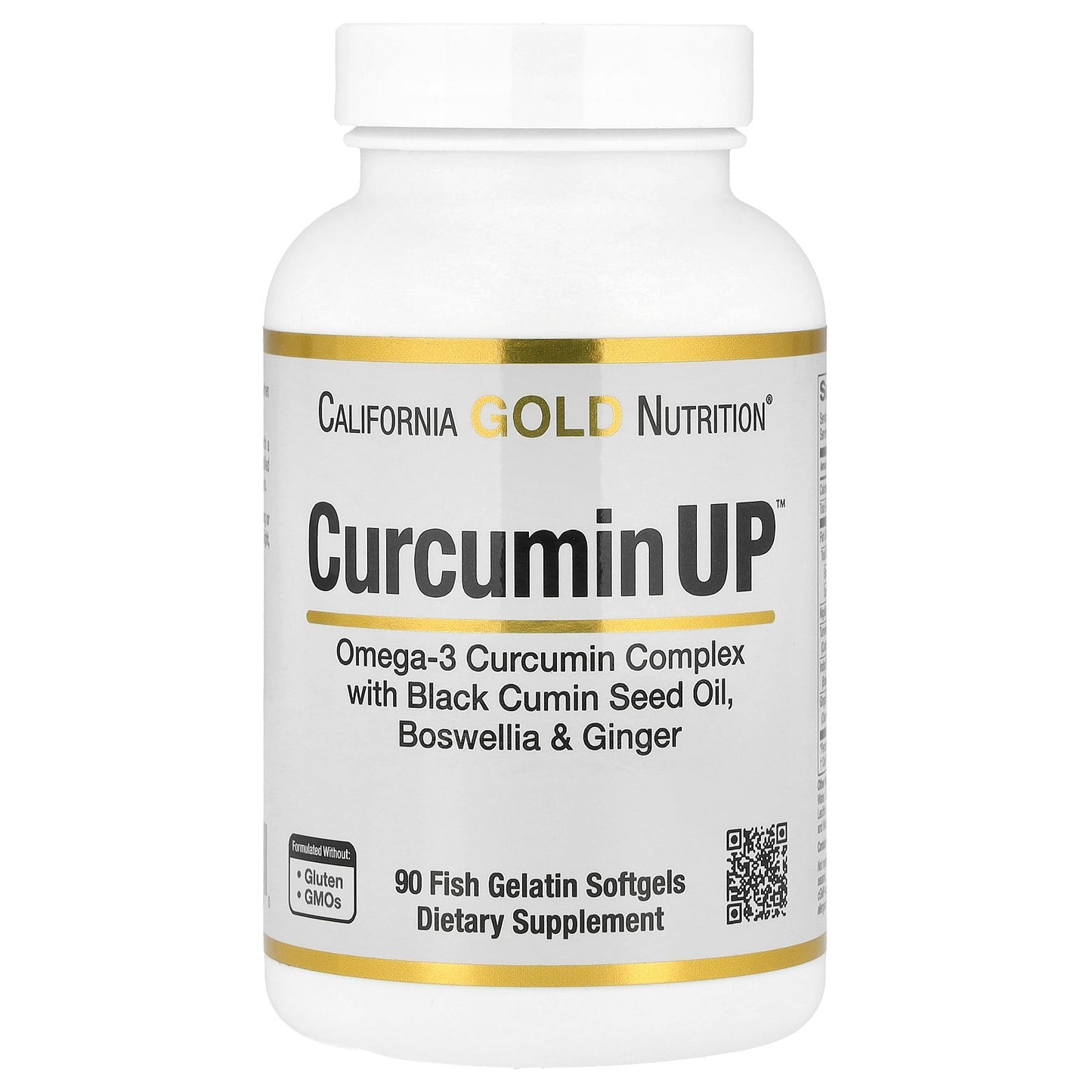 California Gold Nutrition, CurcuminUP™ with Omega-3 Curcumin Complex, Black Cumin Seed Oil, Boswellia and Ginger, 90 Fish Gelatin Softgels