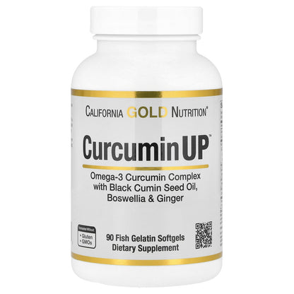 California Gold Nutrition, CurcuminUP™ with Omega-3 Curcumin Complex, Black Cumin Seed Oil, Boswellia and Ginger, 90 Fish Gelatin Softgels