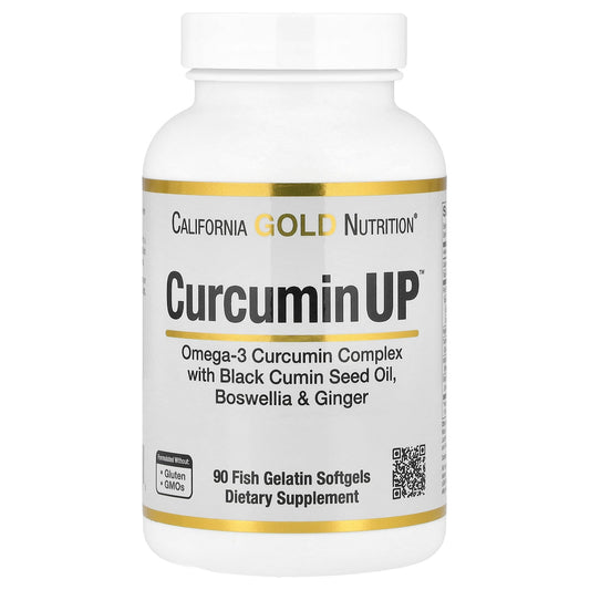 California Gold Nutrition, CurcuminUP™ with Omega-3 Curcumin Complex, Black Cumin Seed Oil, Boswellia and Ginger, 90 Fish Gelatin Softgels