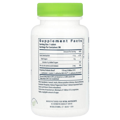 Vital Nutrients, Hyperbiotics®, Pro-Dental® Probiotic, Natural Mint, 90 Vegan Chewable Tablets
