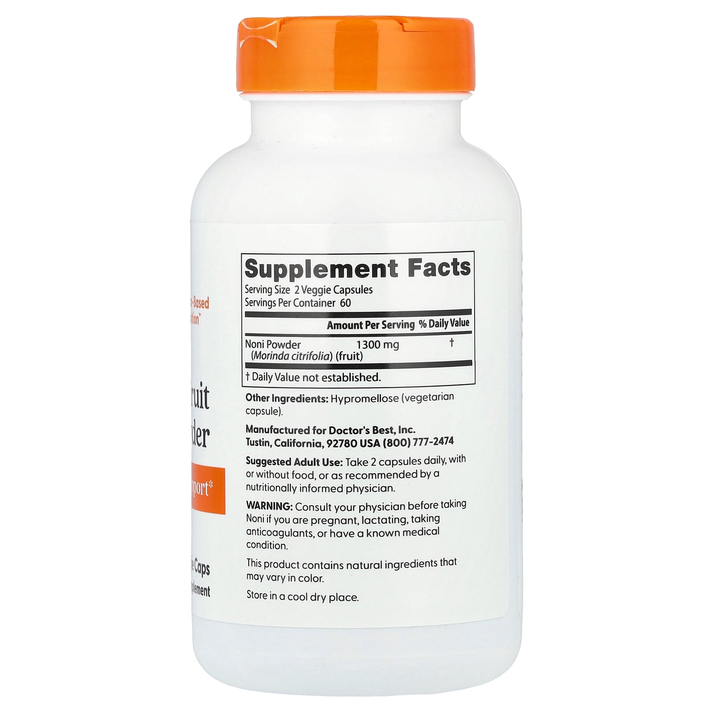 Doctor's Best, Noni Fruit Powder, 120 Veggie Caps (650 mg per Capsule)