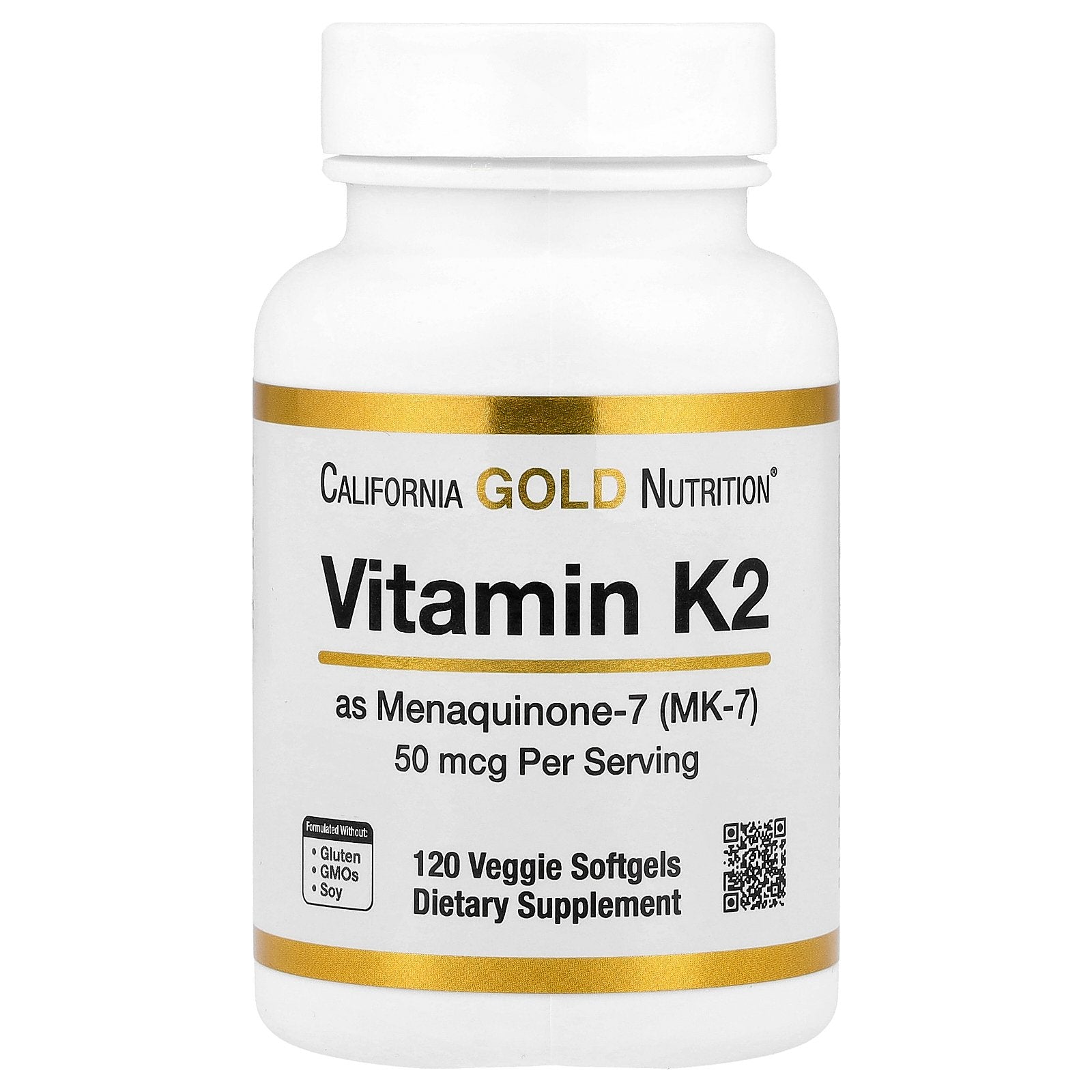 California Gold Nutrition, Vitamin K2 (as Menaquinone-7), 50 mcg , 120 Veggie Softgels