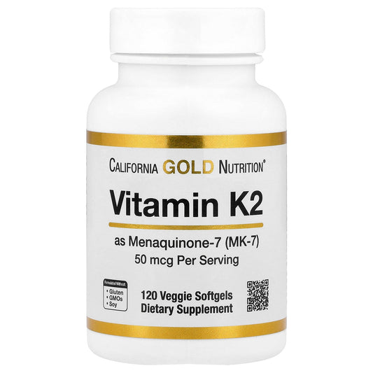California Gold Nutrition, Vitamin K2 (as Menaquinone-7), 50 mcg , 120 Veggie Softgels