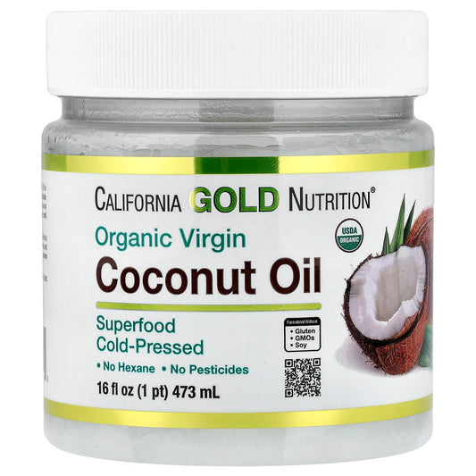 California Gold Nutrition, Superfoods, Cold Pressed Organic Virgin Coconut Oil, 16 fl oz (473 ml)